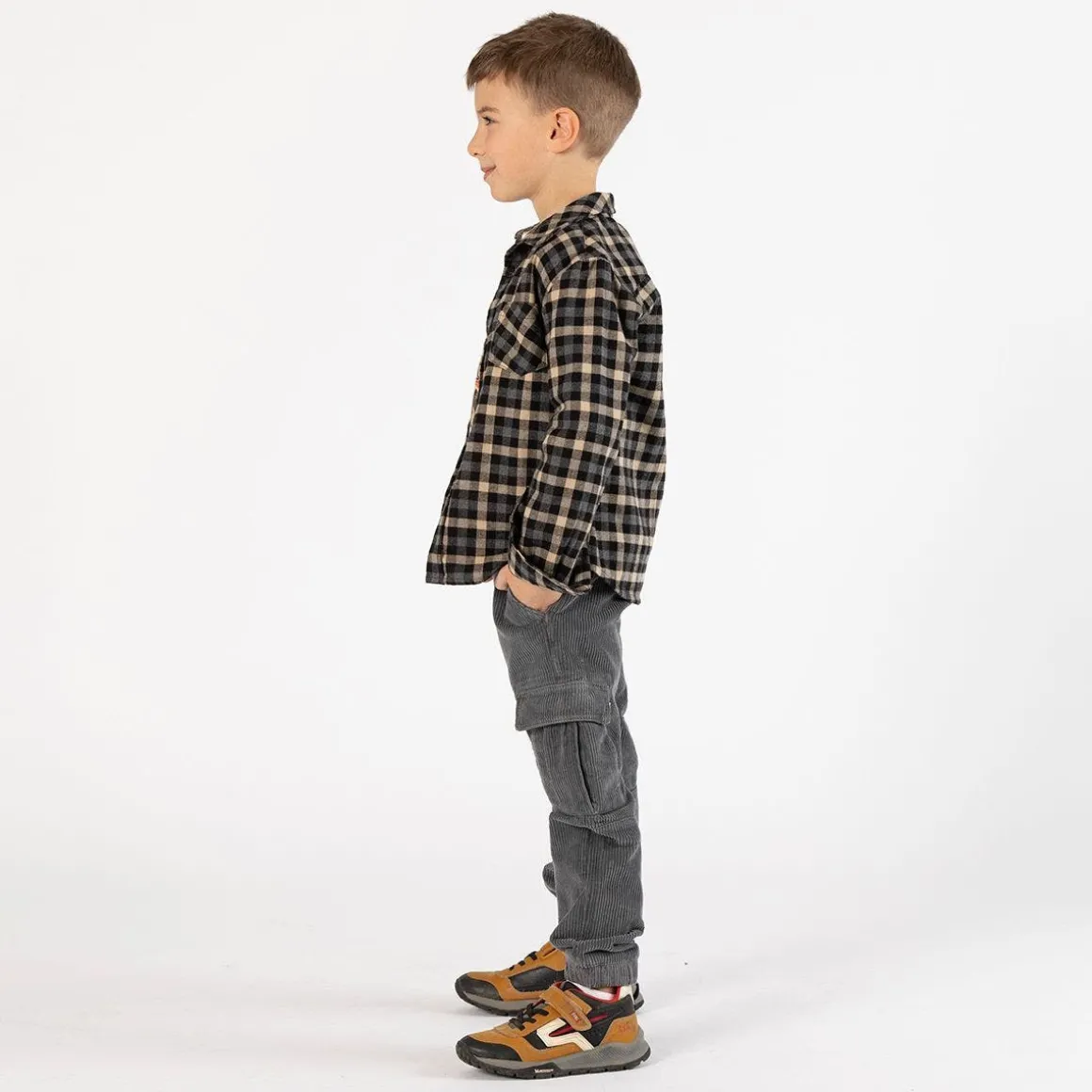 Camicia flanella a quadri in grigio per ragazzo