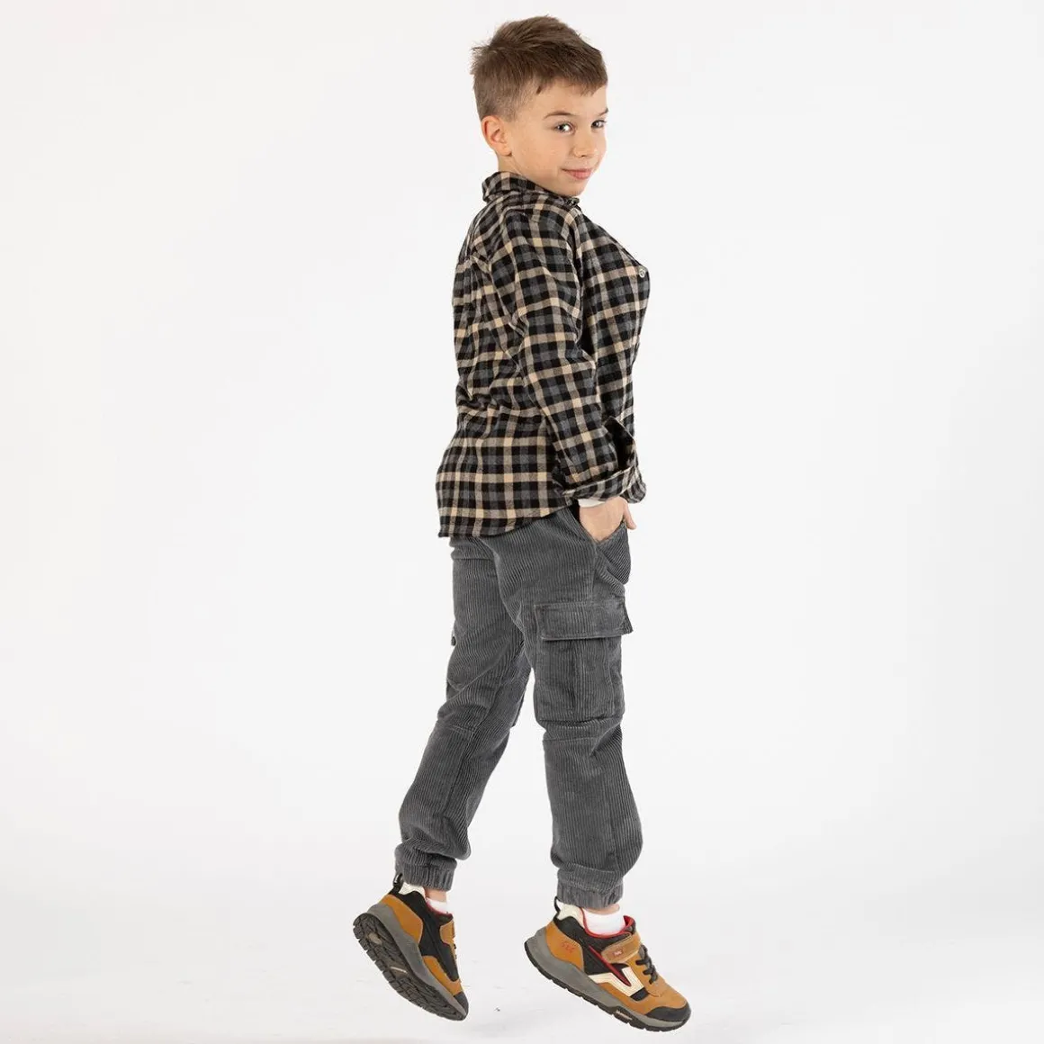 Camicia flanella a quadri in grigio per ragazzo