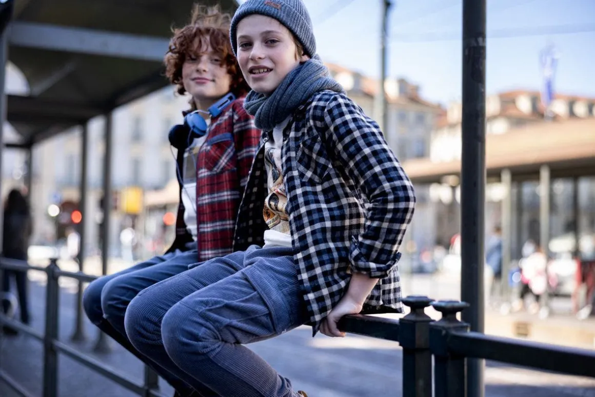 Camicia flanella a quadri in grigio per ragazzo