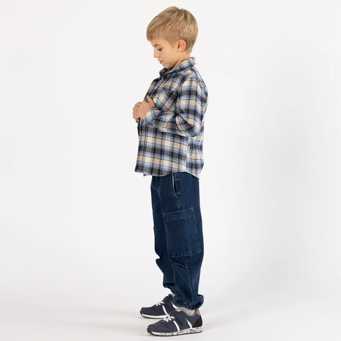 Camicia flanella a quadri in grigio per ragazzo