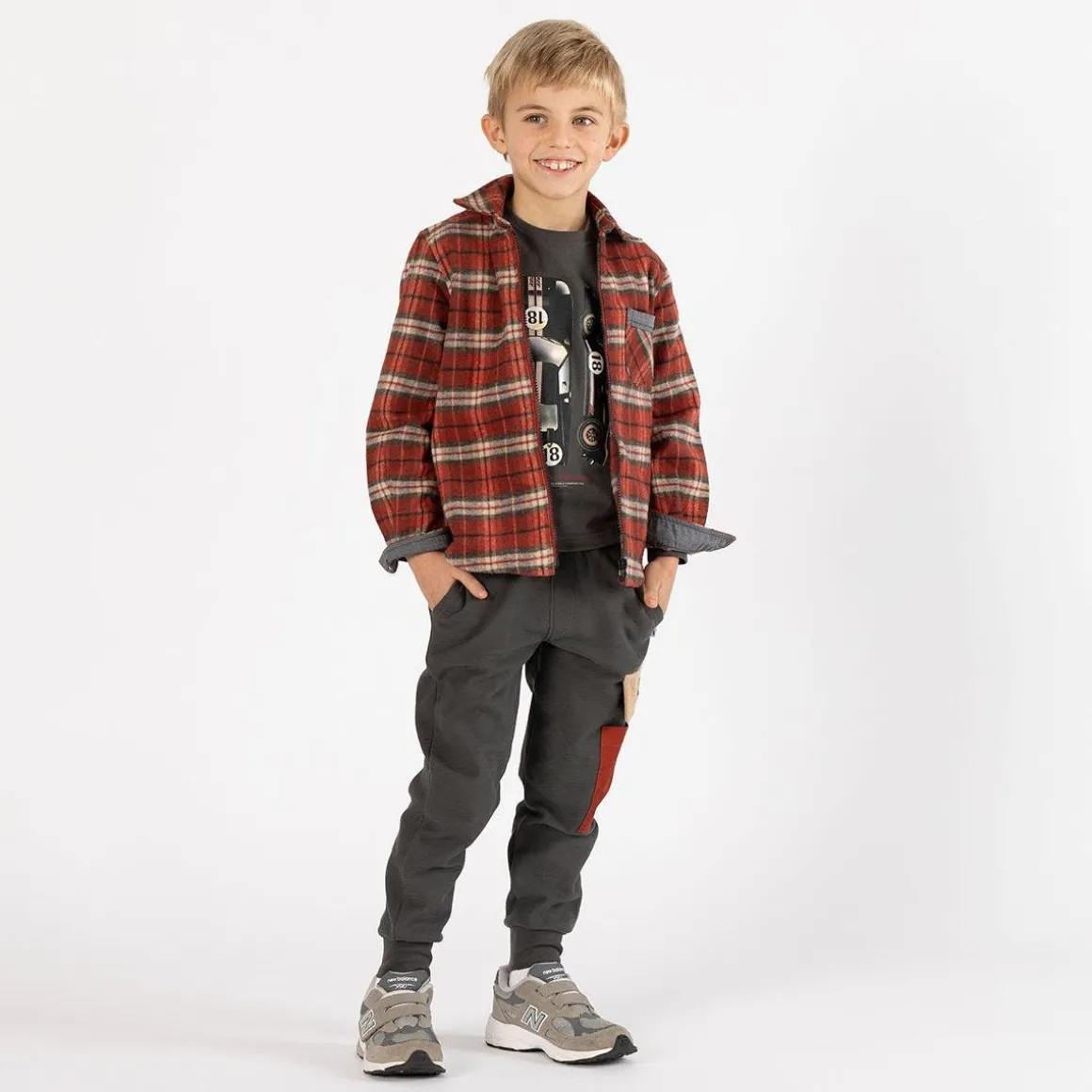 Camicia in flanella a quadri con zip per ragazzo
