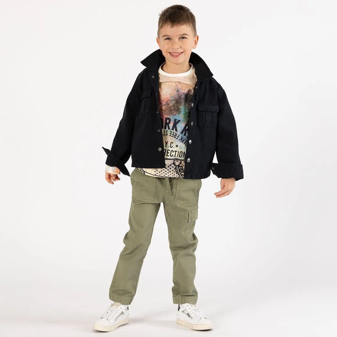 Camicia in gabardina nera per ragazzo
