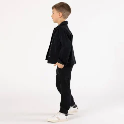 Camicia in gabardina nera per ragazzo