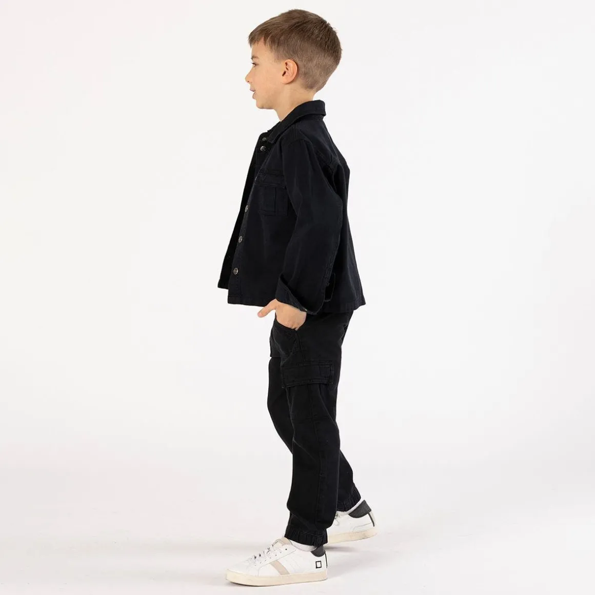 Camicia in gabardina nera per ragazzo