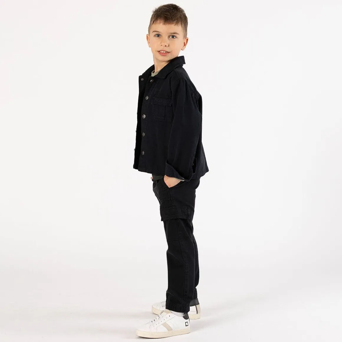 Camicia in gabardina nera per ragazzo