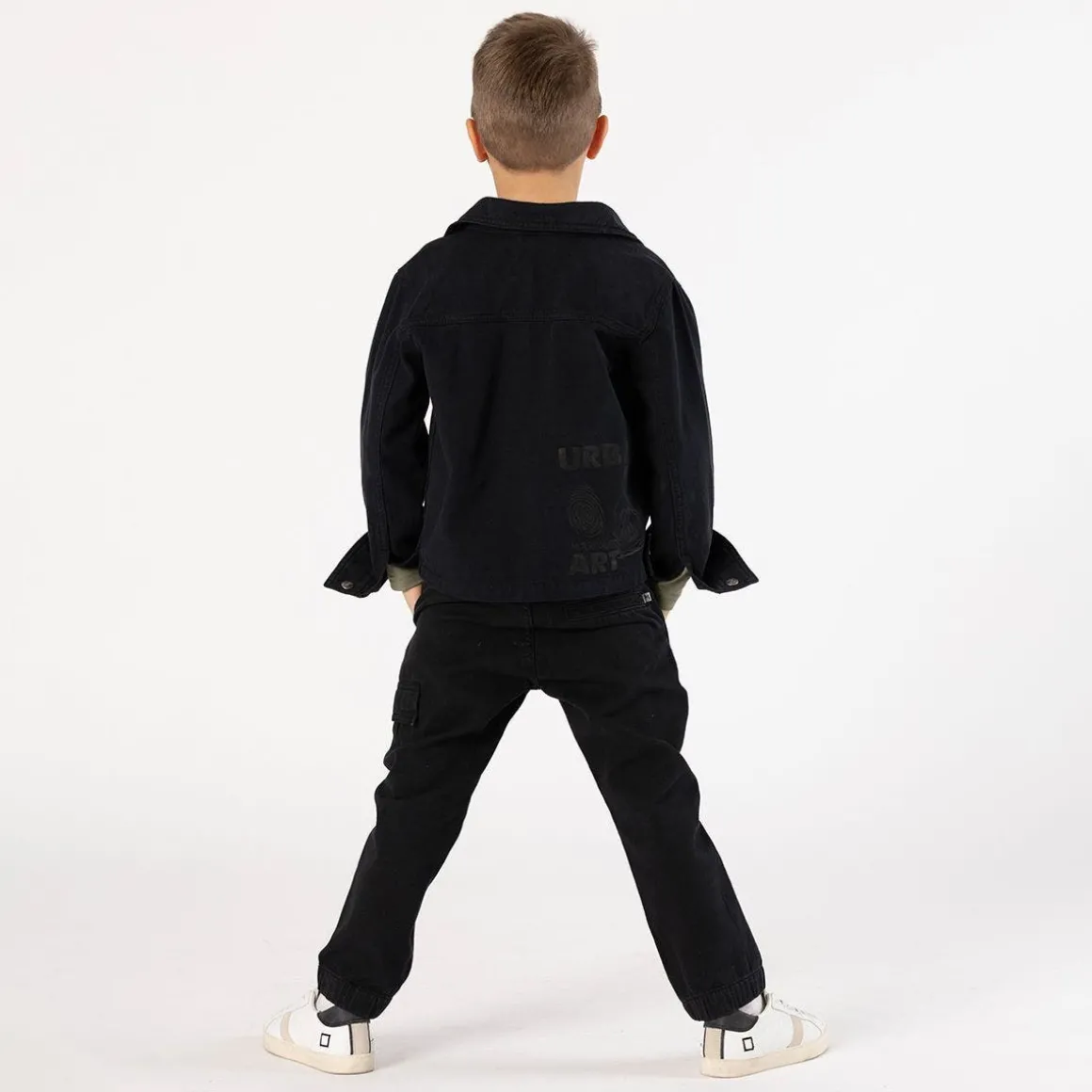 Camicia in gabardina nera per ragazzo