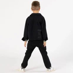 Camicia in gabardina nera per ragazzo