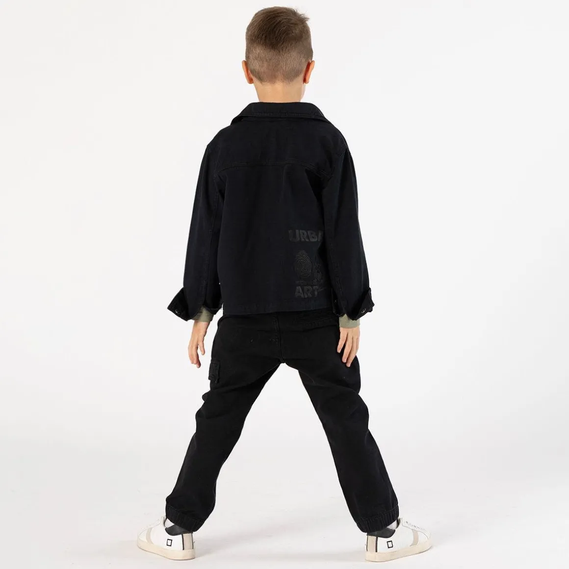 Camicia in gabardina nera per ragazzo