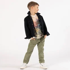 Camicia in gabardina nera per ragazzo