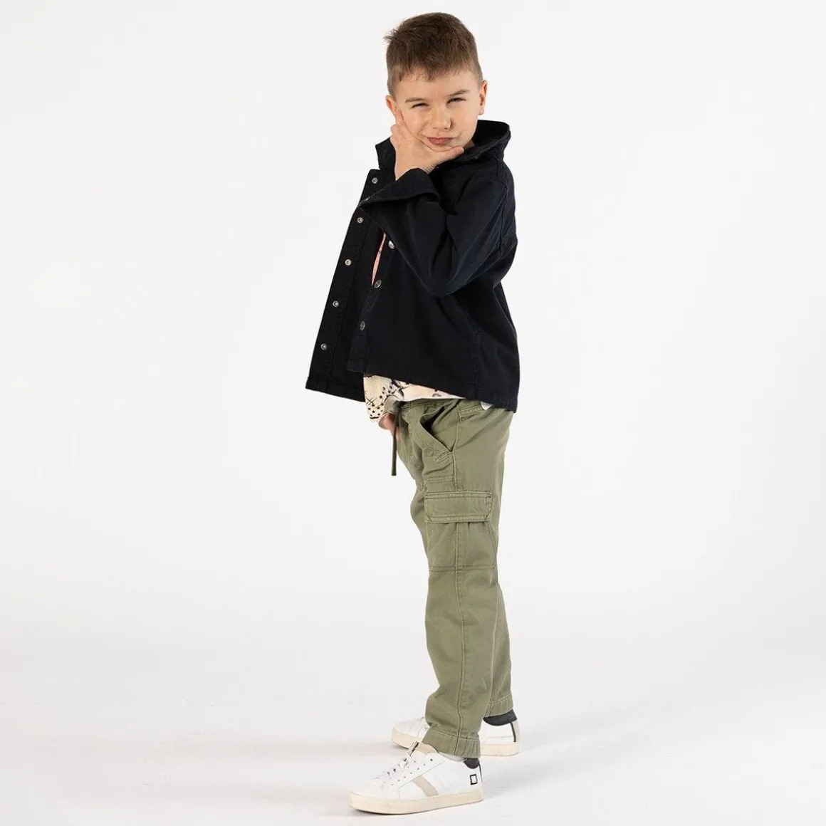 Camicia in gabardina nera per ragazzo