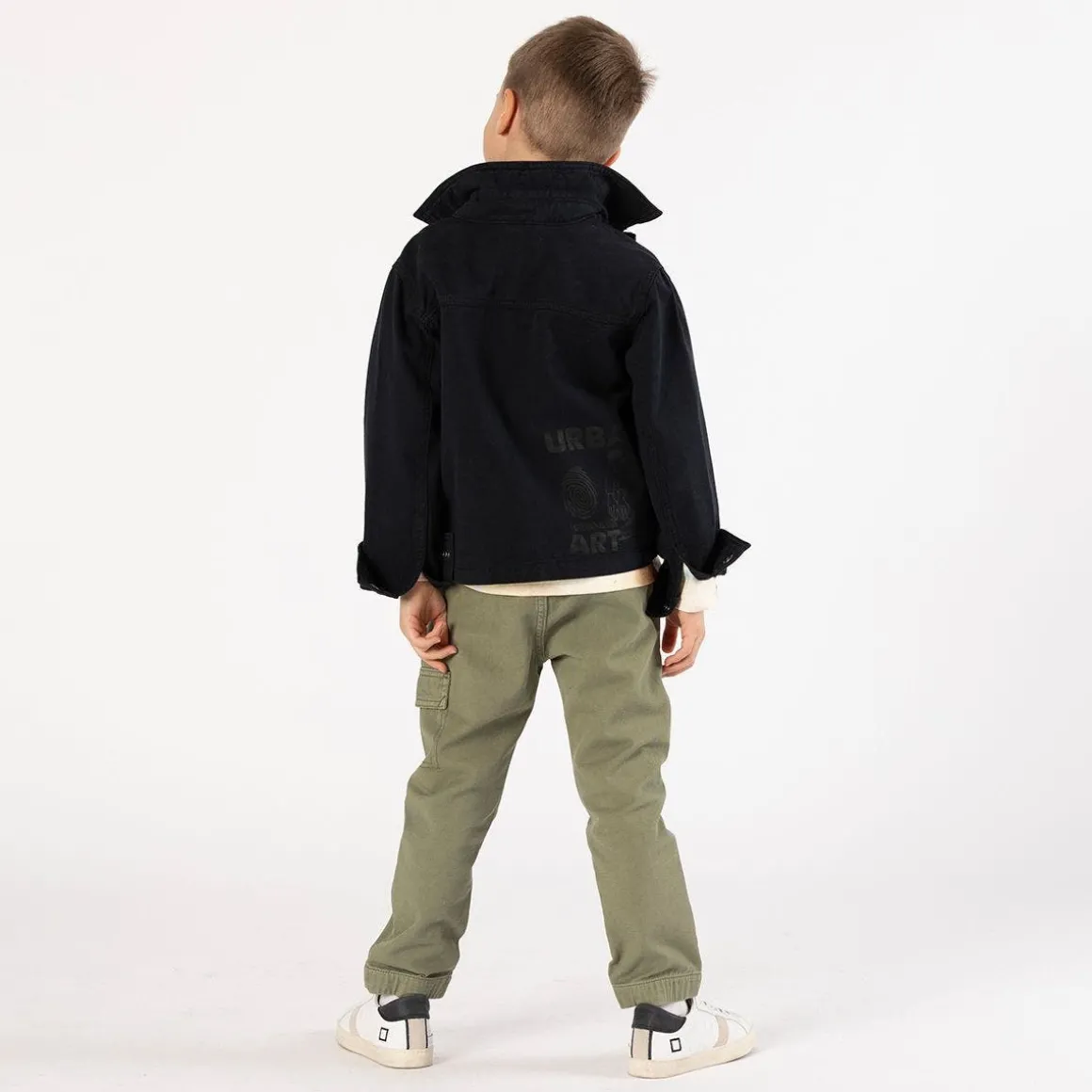 Camicia in gabardina nera per ragazzo