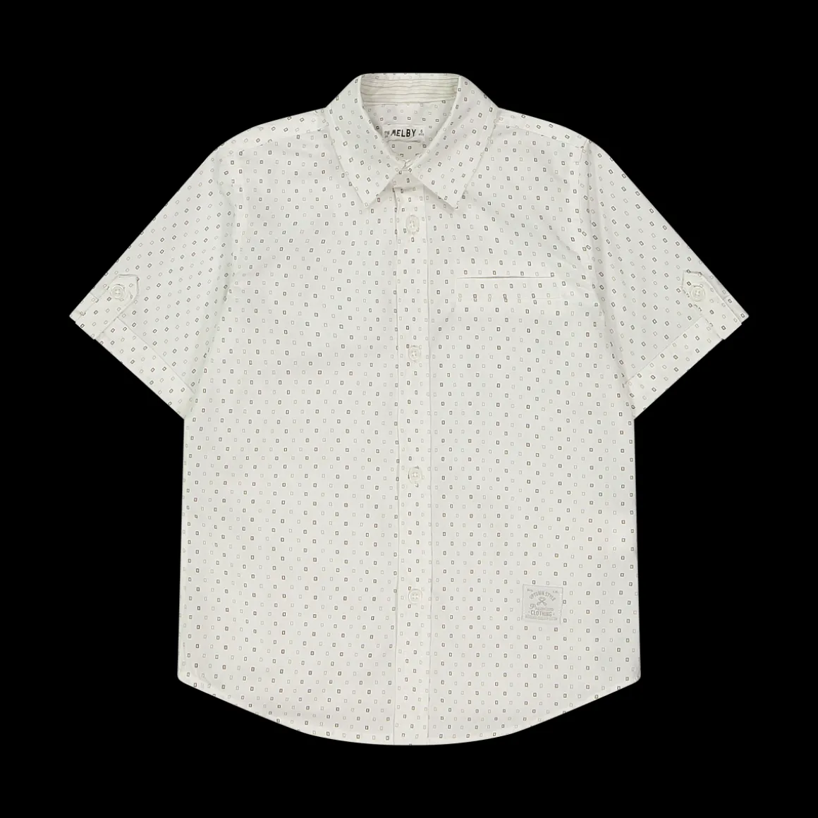 Camicia in tela di cotone con micro disegno da bambino