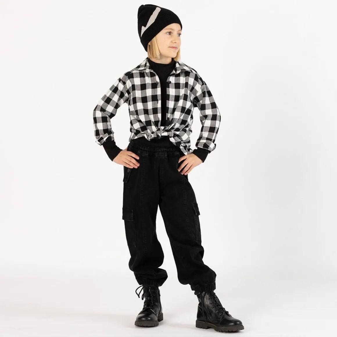 Camicia oversize a quadri per bambina