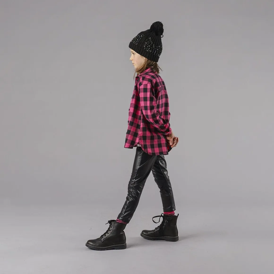 Camicia oversize a quadri per bambina