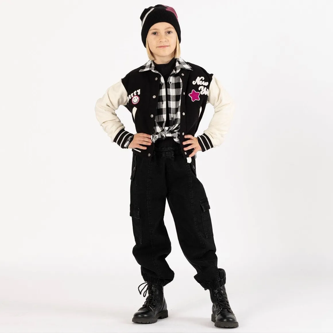 Camicia oversize a quadri per bambina