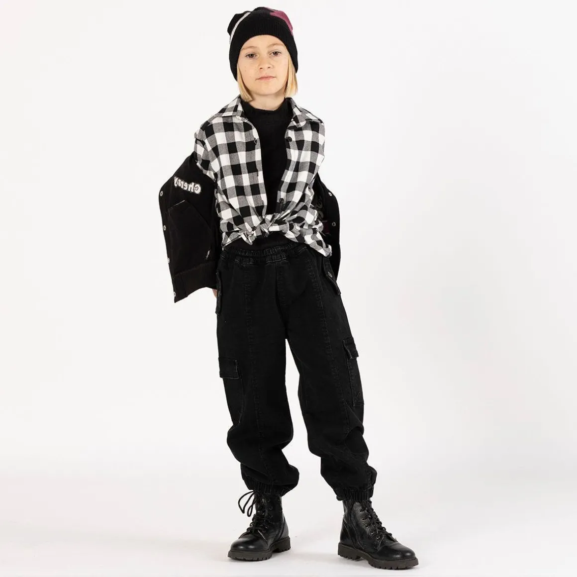 Camicia oversize a quadri per bambina