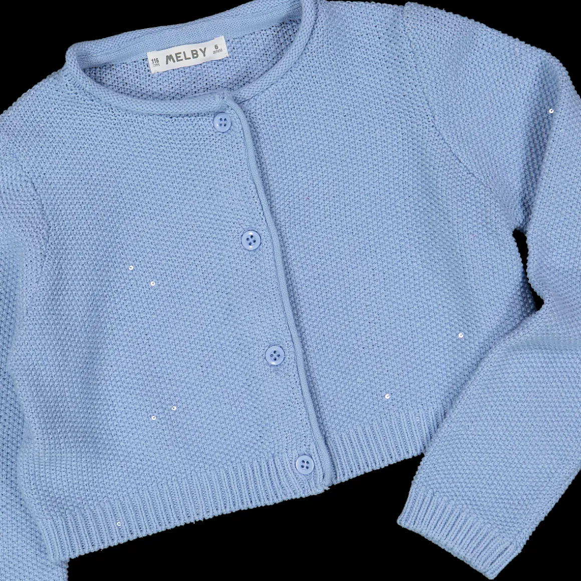 Cardigan da bambina in cotone con paillettes