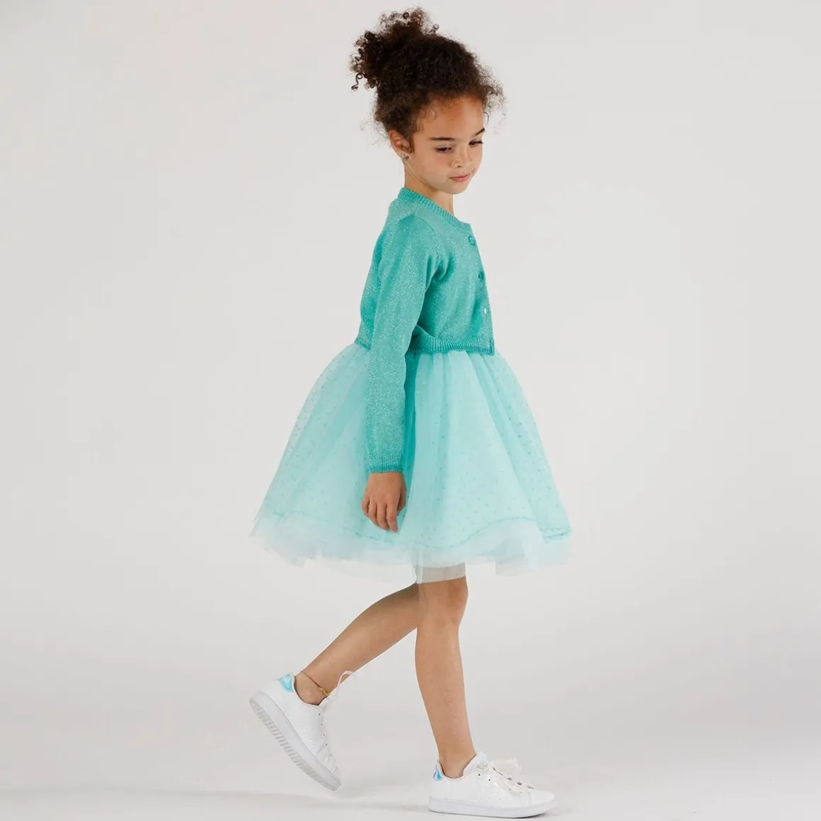 Cardigan da bambina in cotone con lurex