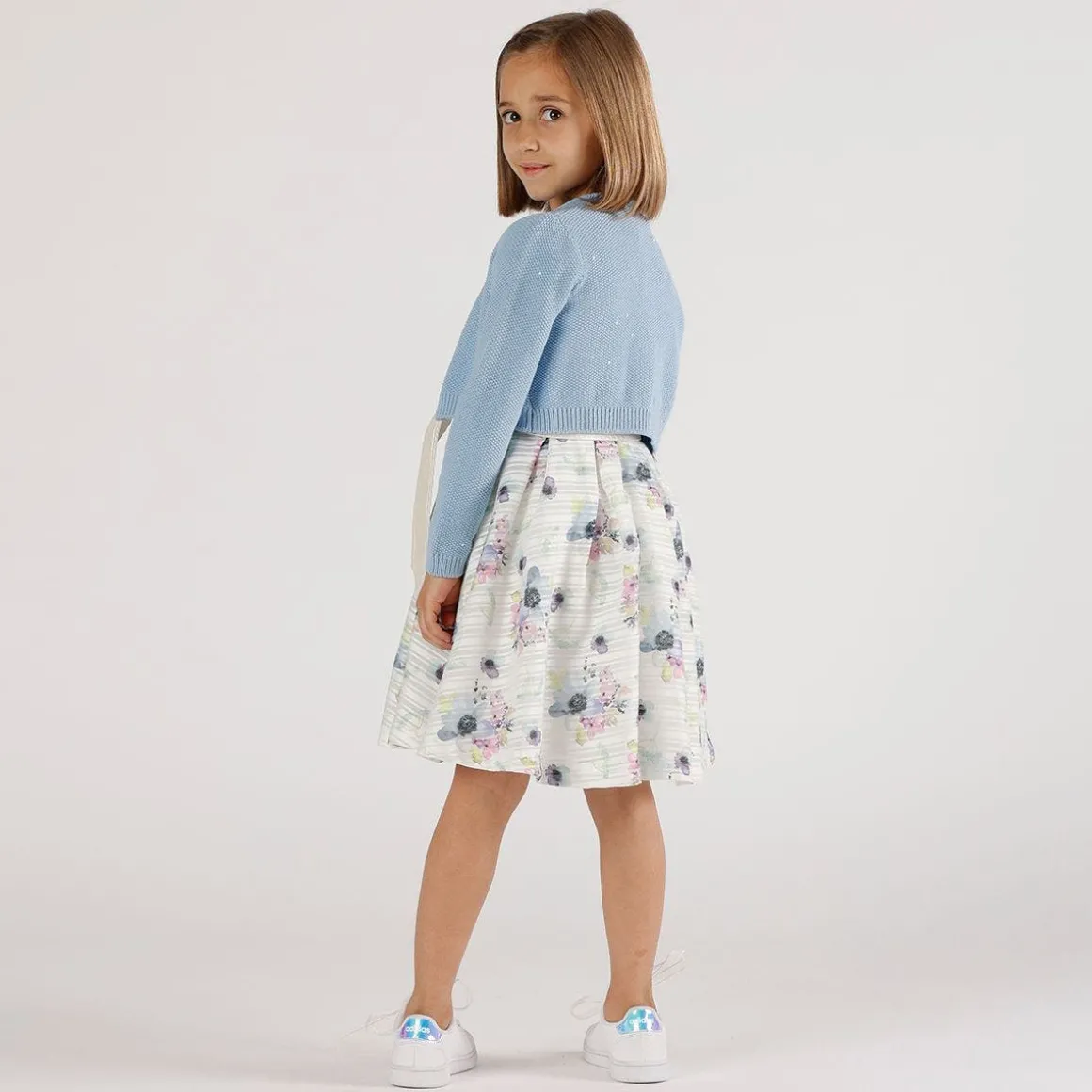 Cardigan da bambina in cotone con paillettes