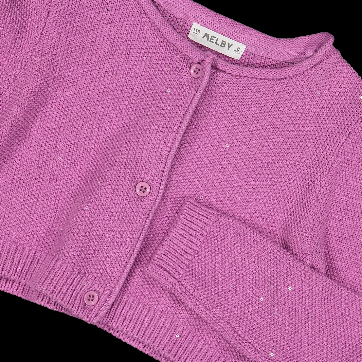 Cardigan da bambina in cotone con paillettes