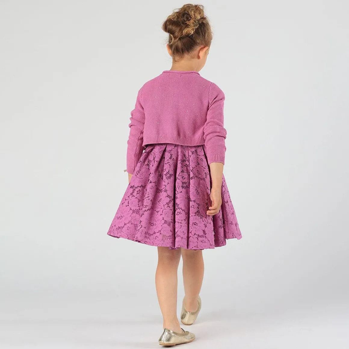 Cardigan da bambina in cotone con paillettes