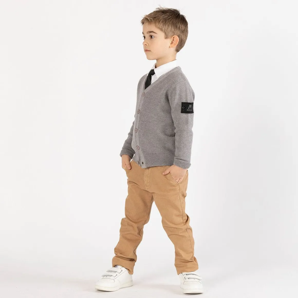 Cardigan tricot con trecce per ragazzo