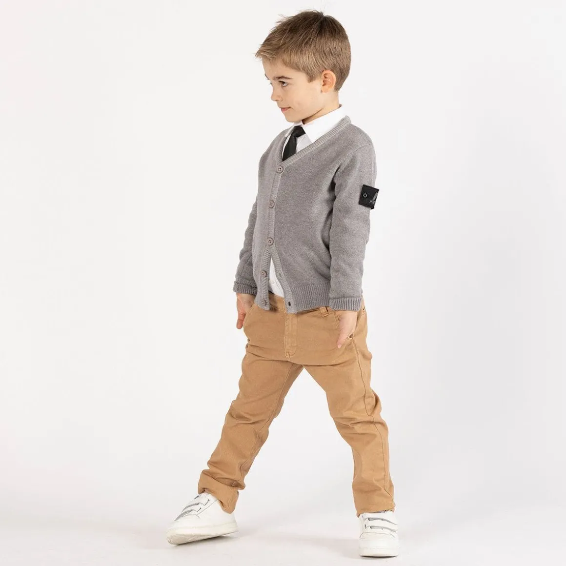 Cardigan tricot con trecce per ragazzo
