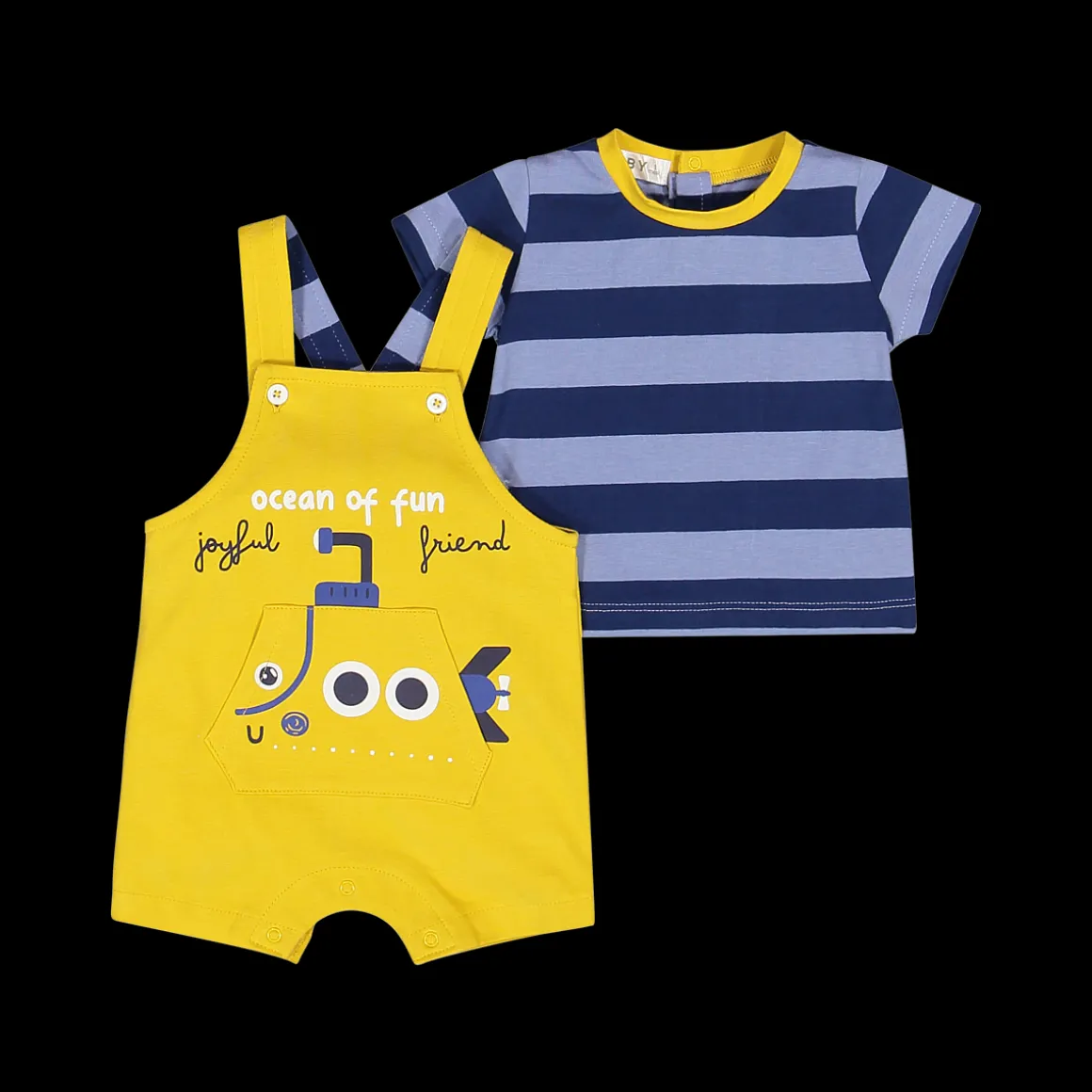 Completino rigato con salopette bambino