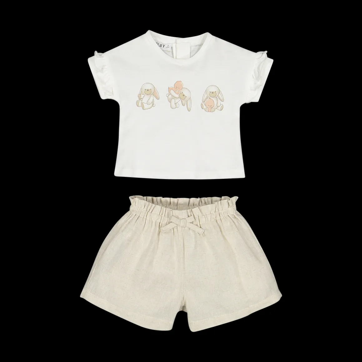 Completo 2 pezzi t-shirt + pantalone corto per neonata
