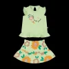 Completo a fiori con canotta per bambina