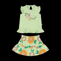 Completo a fiori con canotta per neonata