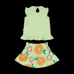 Completo a fiori con canotta per neonata