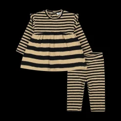Completo a righe in cotone riciclato da bambina
