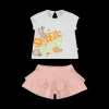 Completo con stampa puffy per bambina