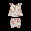 Completo in tela stampata a fiori liberty da bambina