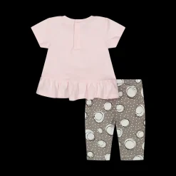 Completo maglietta con stampa e leggings da bambina