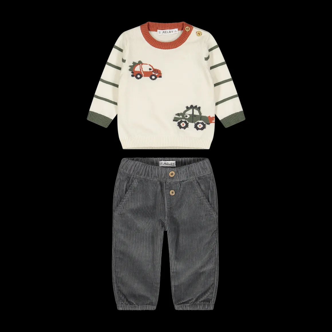 Completo pantalone e maglia tricot per neonato