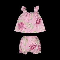 Completo top e coulotte stampati da bambina