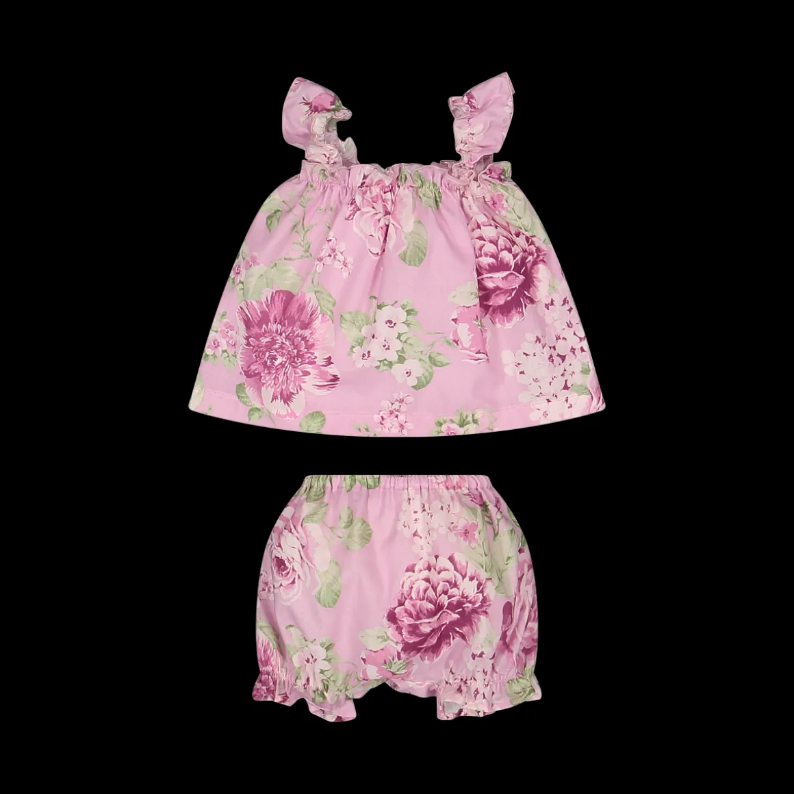 Completo top e coulotte stampati da bambina