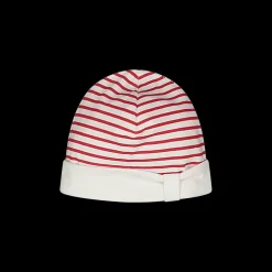 Cuffietta a righe rosse e bianche da neonata