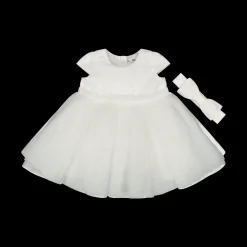 Elegante abito in pizzo e tulle per neonata