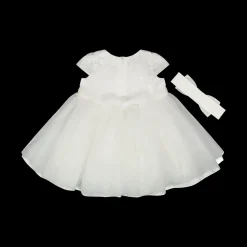 Elegante abito in pizzo e tulle per neonata