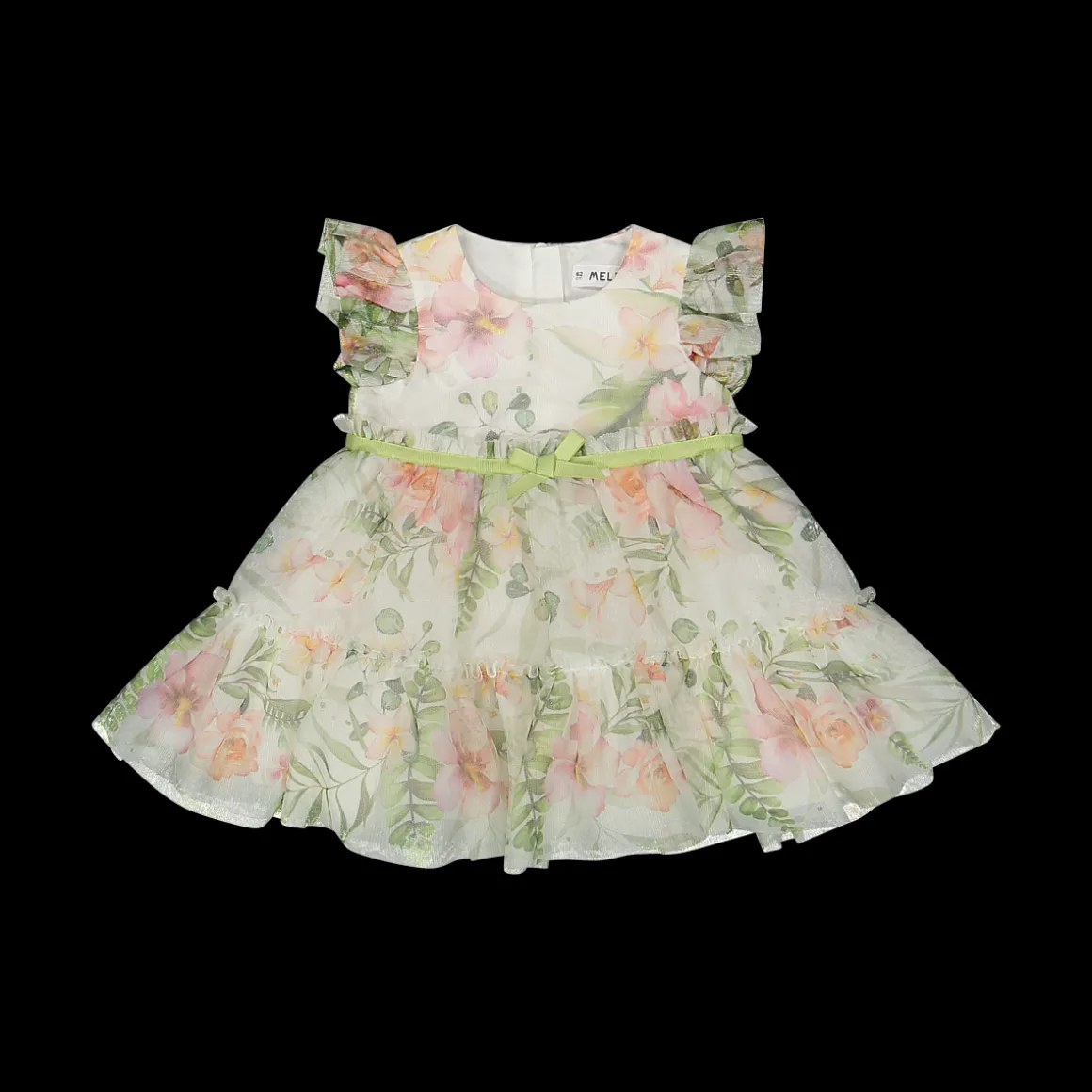 Elegante abito in tulle stampato per neonata