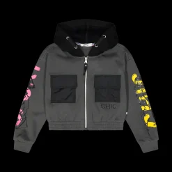 Felpa con nylon e zip per bambina