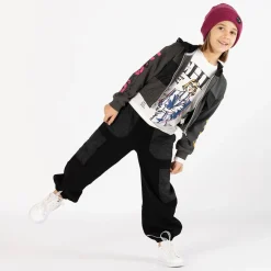 Felpa con nylon e zip per bambina