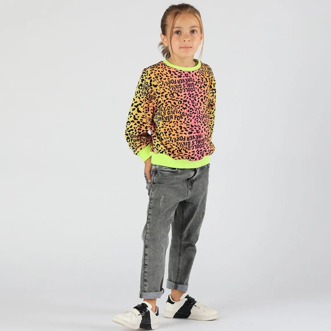 Felpa con stampa animalier da bambina