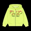 Felpa fluo con zip da bambina