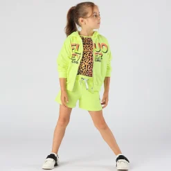 Felpa fluo con zip da bambina