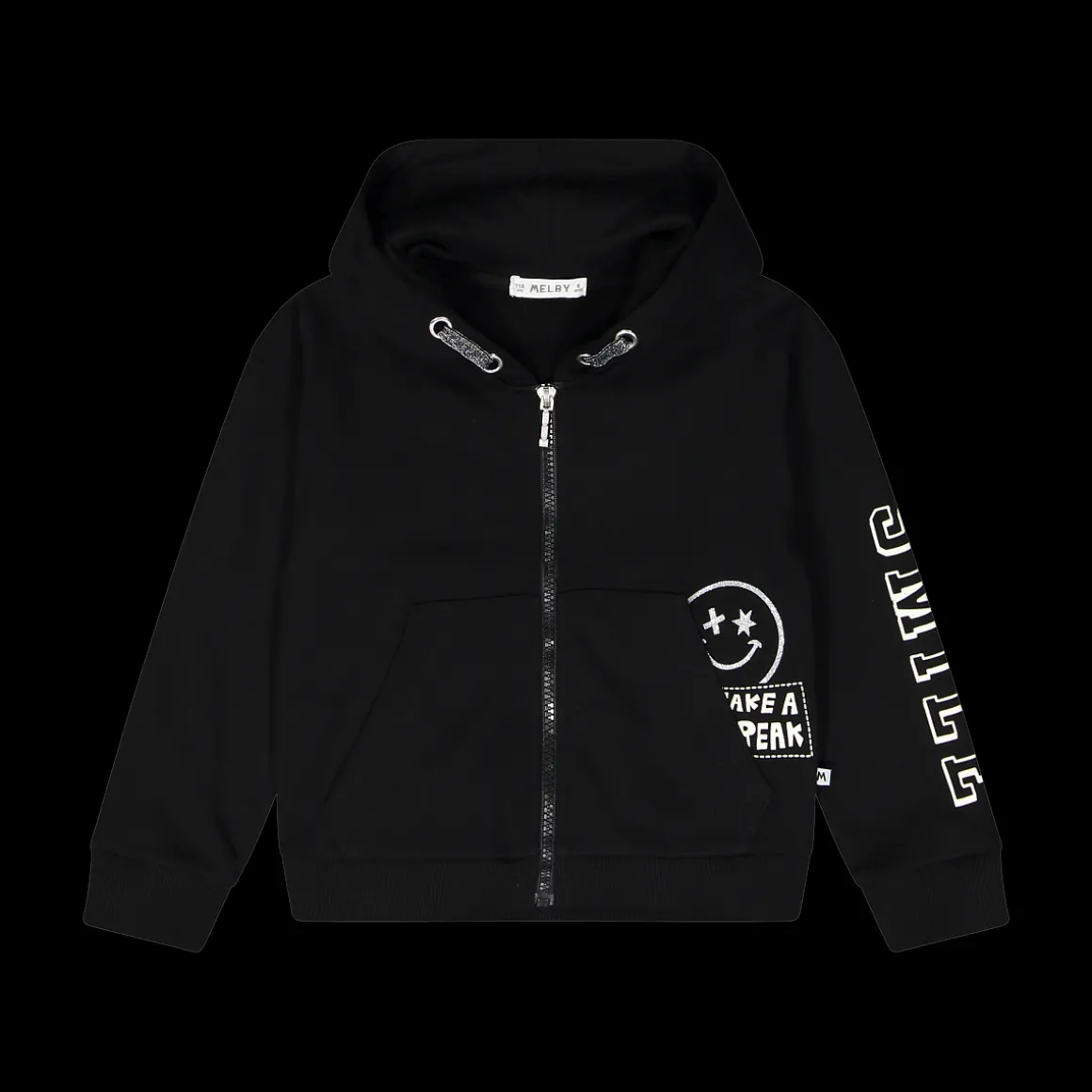 Felpa full zip con scritte per ragazza