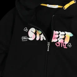 Felpa manica lunga con cappuccio e zip da bambina